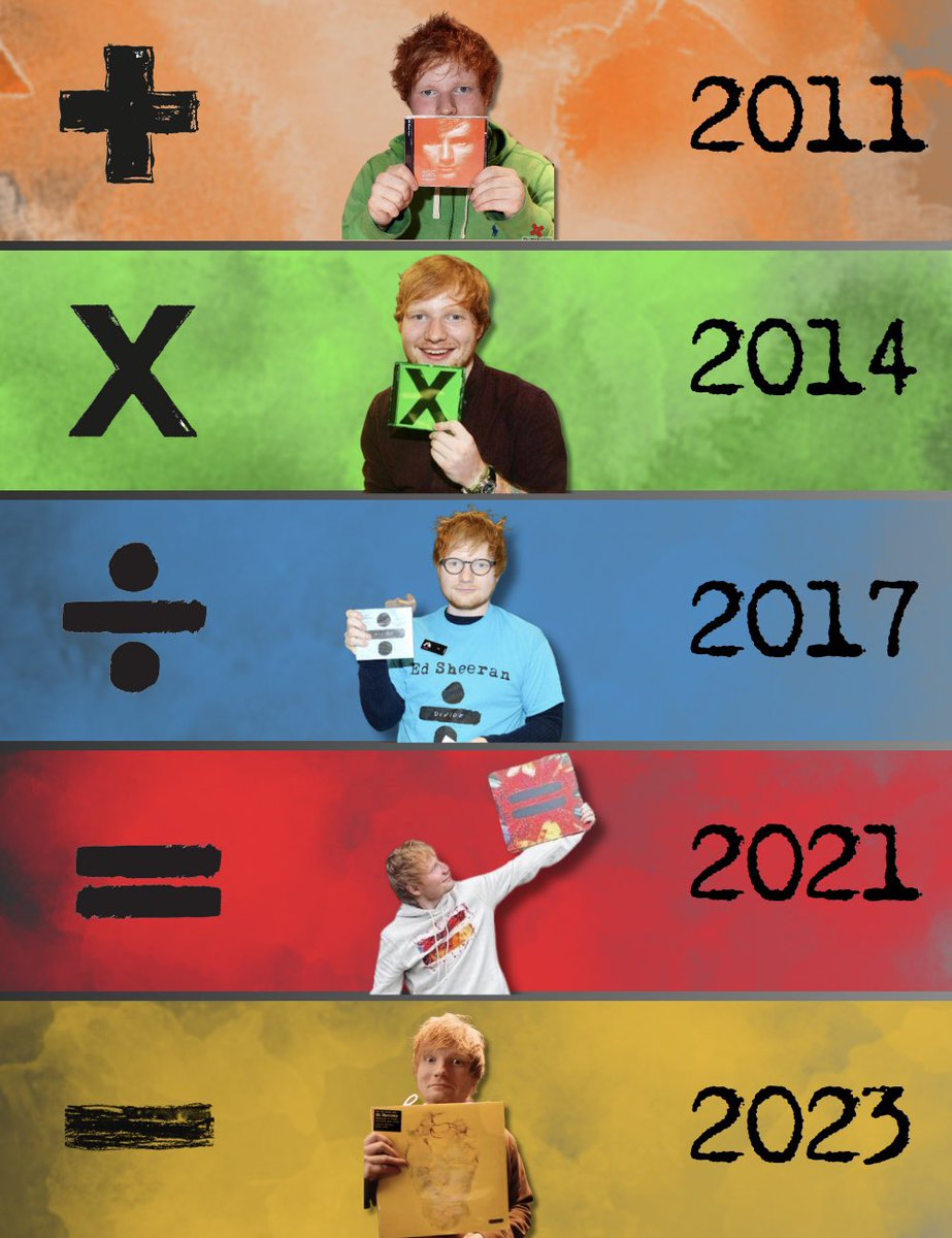 EdSheeran_EU's tweet photo. ➕✖️➗🟰➖

5 albums in the mathematics series. 5 number 1 albums in the UK.

🧡💚❤️💙💛 https://t.co/WLnf4PfiSU