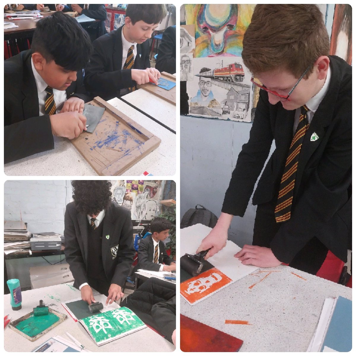 This week Y8 have been working on their reduction lino prints inspired by traditional Mexican Day of the Dead imagery and the artwork of Sylvia Ji #linoprinting #sylviajiart @St_Aidans_RC
