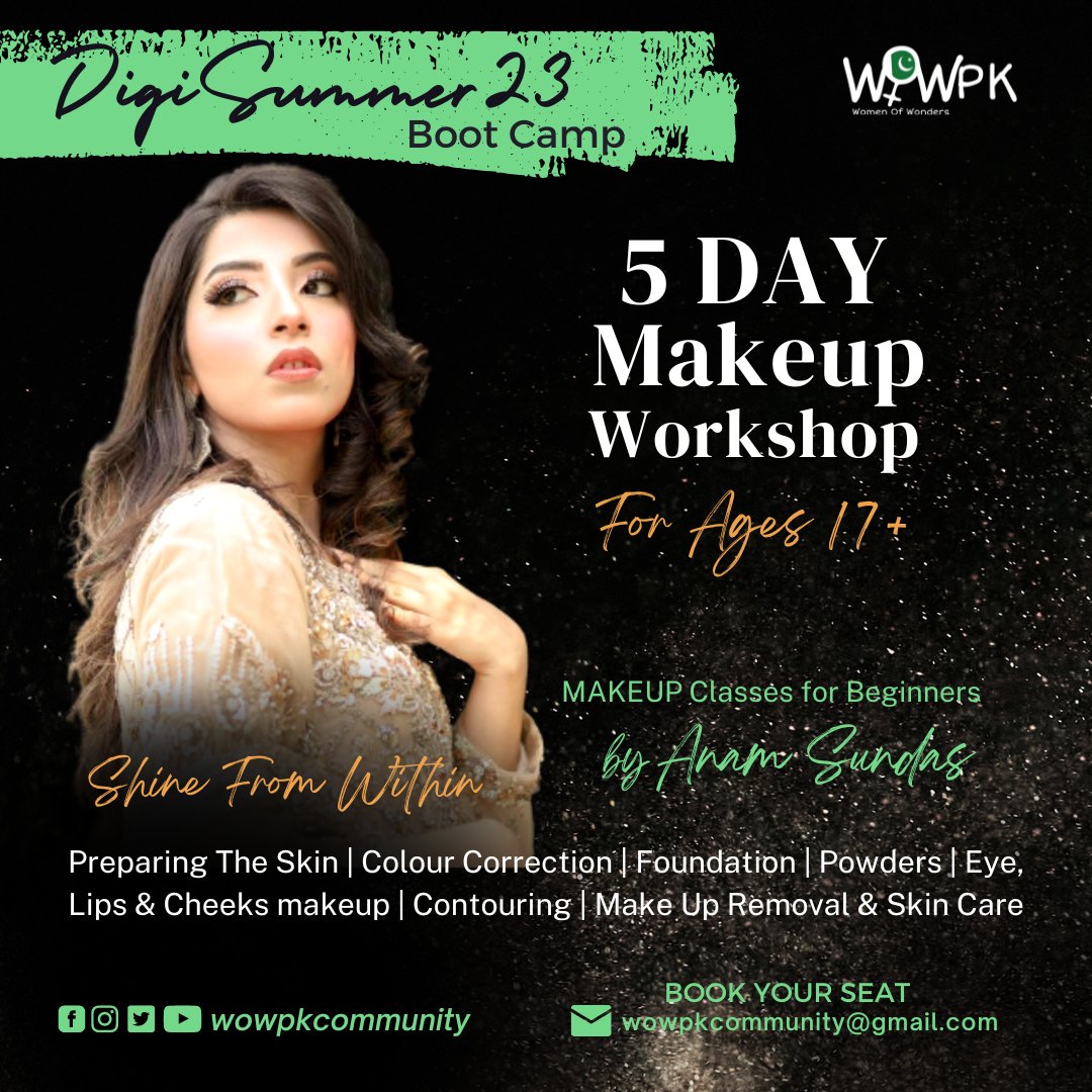 We have started the #DigiSummer Boot Camp, which is full of skill building courses for women and 
young learners. 
5 Day Party Makeup
Register now: forms.gle/LKwyrvWpTmkkZH…
#Pakistan #makeupartist #beautytips #wowpk