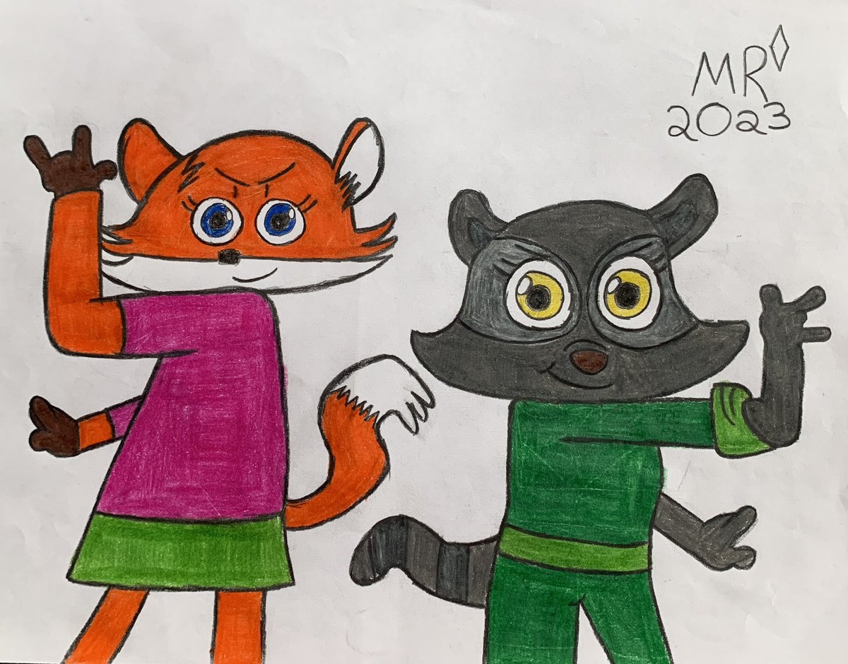 Matthew54105904's tweet photo. Since I posted the revamped drawing of Amity and Willow’s pose in Labyrinth Runners, now here’s Marina and Rachel acting out that exact same scene! 😊🦊🦝🩷💚 #originalcharacters #OCs #traditionalart #TheOwlHouse #LabyrinthRunners #artwork https://t.co/24dK575Tih