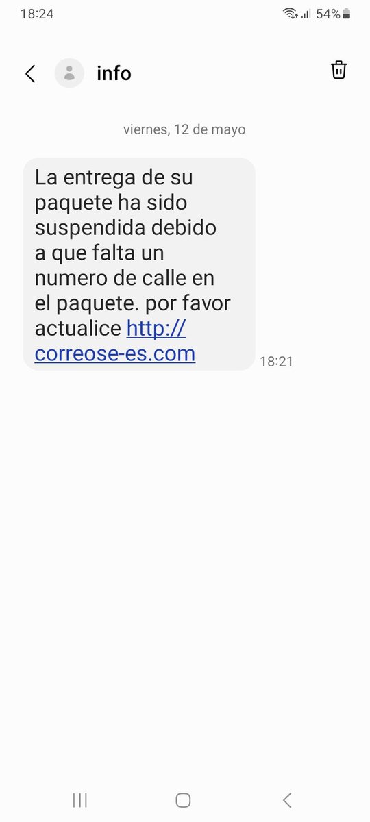 Recién recibido. Claro fraude. La web de correos es Correos.es