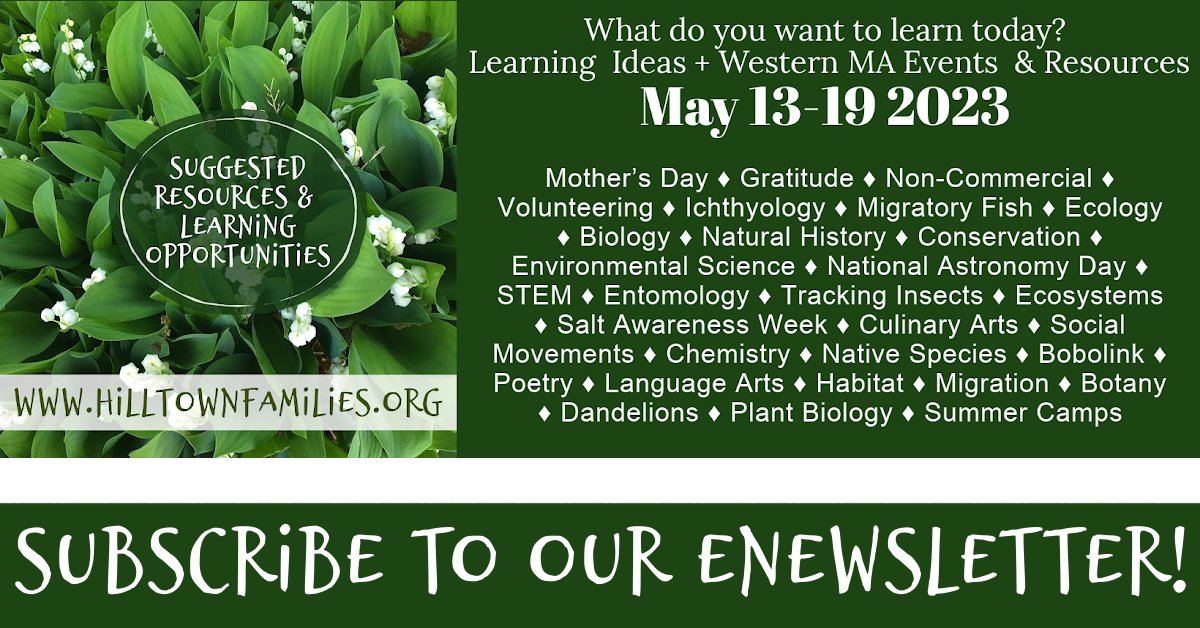 This mid-May, seize the opportunity to explore the natural world with self-directed learning options galore! Make sure to subscribe to our weekly eNewsletter to stay in the loop and never miss out on all the smart ways to engage in #WesternMass: conta.cc/42vFcEG