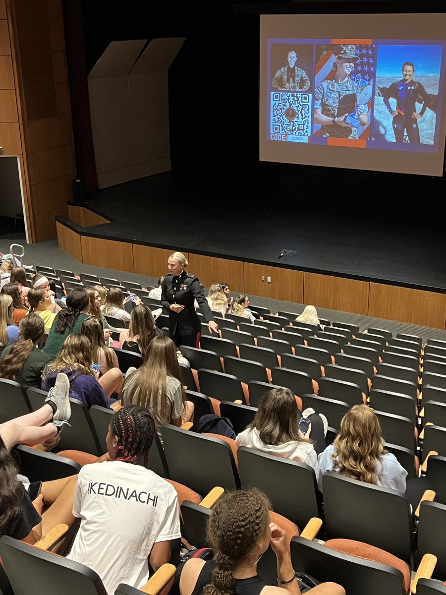 Thank you to 1st. Lt. Riley Tejcek who gave our female athletes a great presentation this morning. It’s okay to wear makeup and lift weights, it’s okay to standout in a male dominated space, do something hard with your team, and see the opportunity in failure.