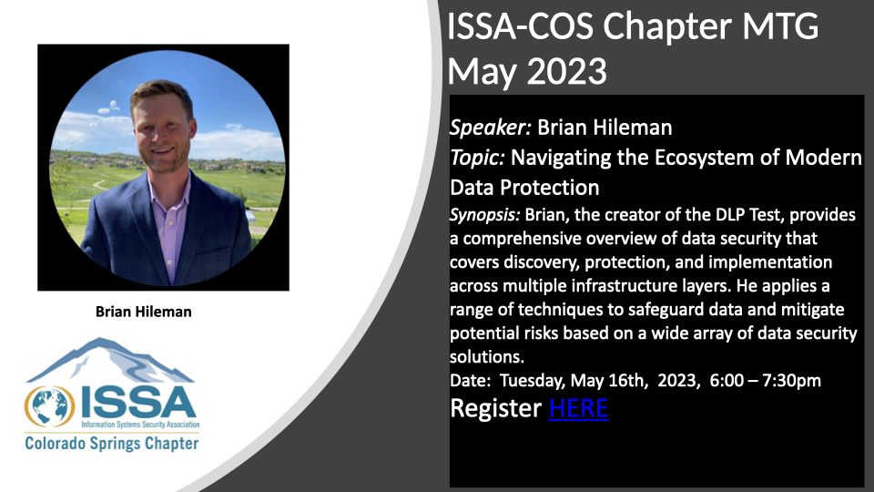 COSISSA's tweet image. Colorado Springs Chapter of the ISSA
Register for the chapter meeting here: eventbrite.com/.../may-2023-i…...