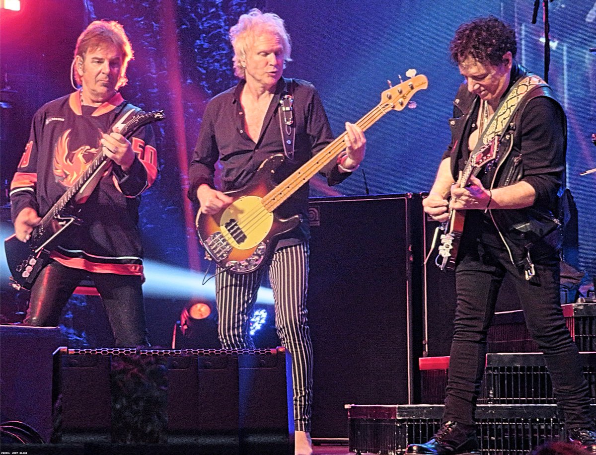 (Left to right) Jonathan Cain, Todd Jensen and Neal Schon of Journey - Acrisure Arena; Thousand Palms, CA (4-25-23). @JourneyOfficial @TheJonathanCain @NealSchonMusic #ToddJensen 
Photo: Jeff Bliss 
jeffcbliss.tumblr.com