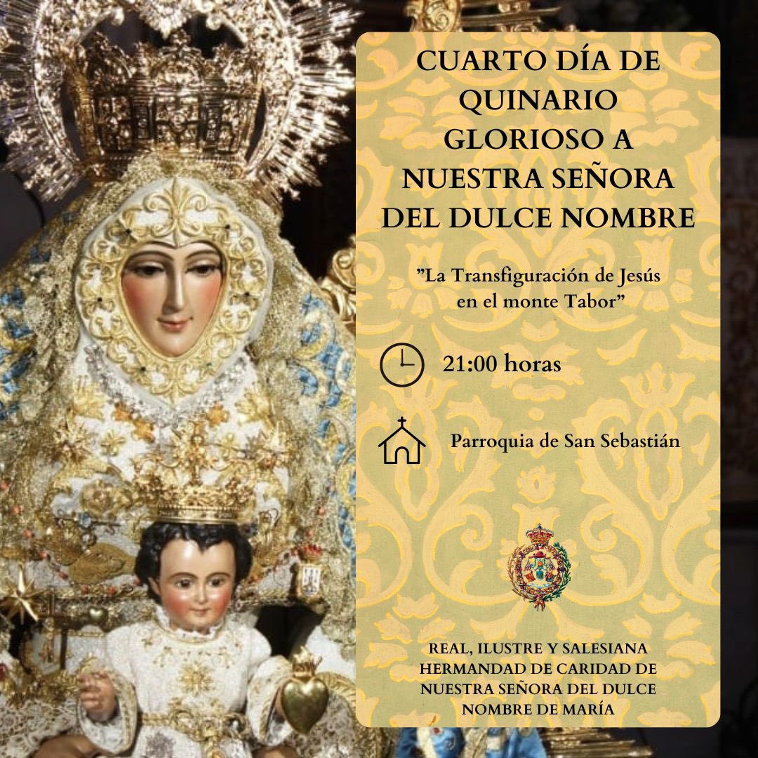 DNombreAlcala's tweet image. 🔵 #CUARTO DÍA DEL SOLEMNE QUINARIO A NUESTRA SEÑORA DEL DULCE NOMBRE 

🗣️ Predicación a cargo del Rvdo. Sr. D. Antonio Raul Moreno Enríquez.

⏰ 21:00 horas.

⛪️ @PSanSebastian20 
⬇️