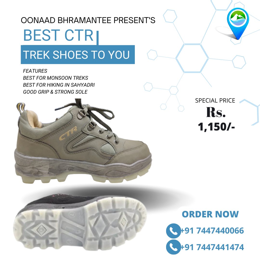 _ShindeJeet's tweet photo. Antiskid /Strong Grip / Rough &amp; Tough /Best Price?
Then just go for it
✔️Sizes &amp; Colour Available
✔️Sizes 11-12-13 are also Available  
✔️Allover India Delivery available 

Contact
Jeet : 7447440066
Kirti : 7447441474

Location : Pune 
#oonaad
#ctr
#CTR
#ctrshoes
#Trek 
#trekker https://t.co/dopaZoVAzA