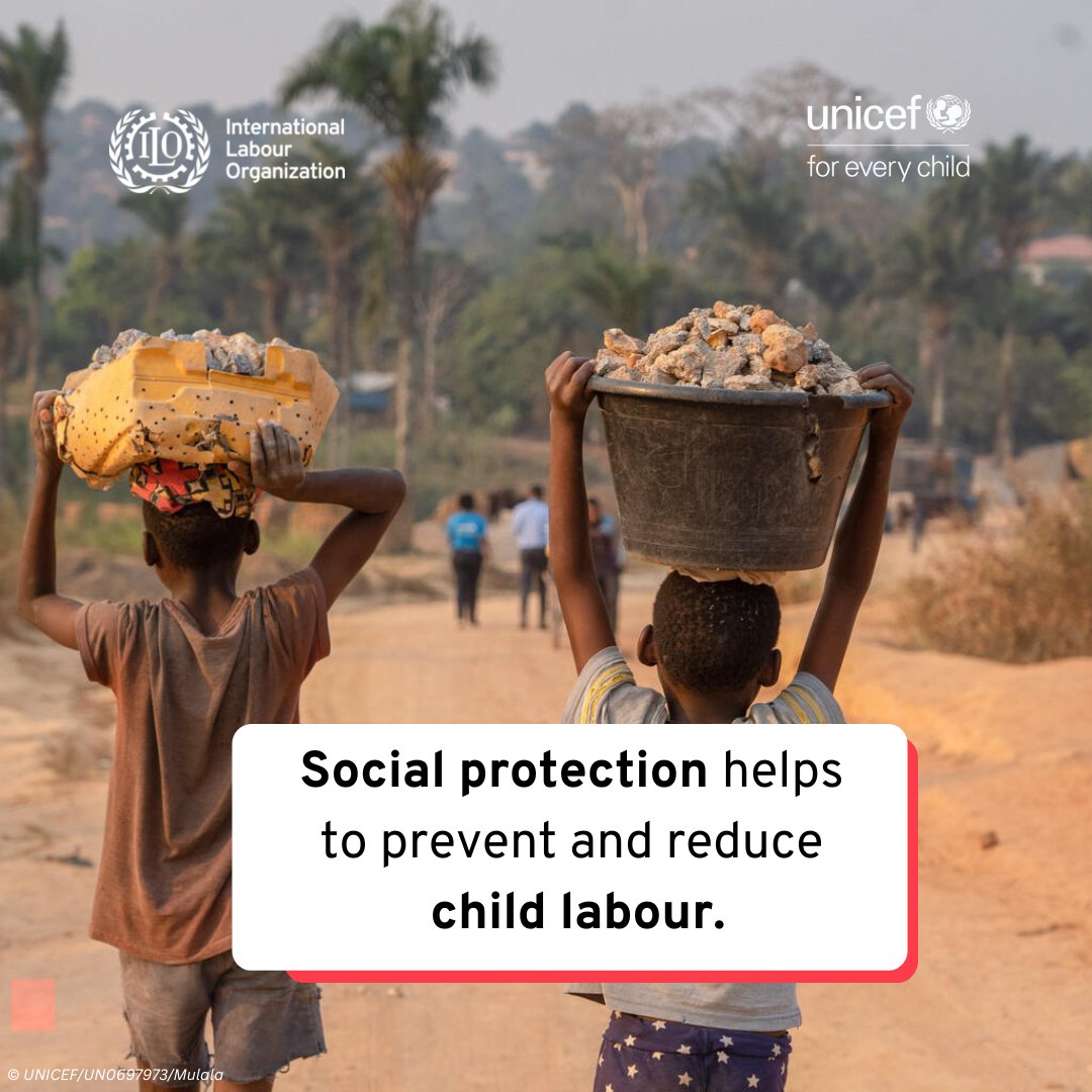 UN's tweet image. 1.8 billion children are living without social protection, which violates their rights &amp;amp; prevents them from fulfilling their potential.

@ilo  and @UNICEF  say amid multiple global crises, there is an urgent need to scale-up social protection for children: ilo.org/global/about-t…