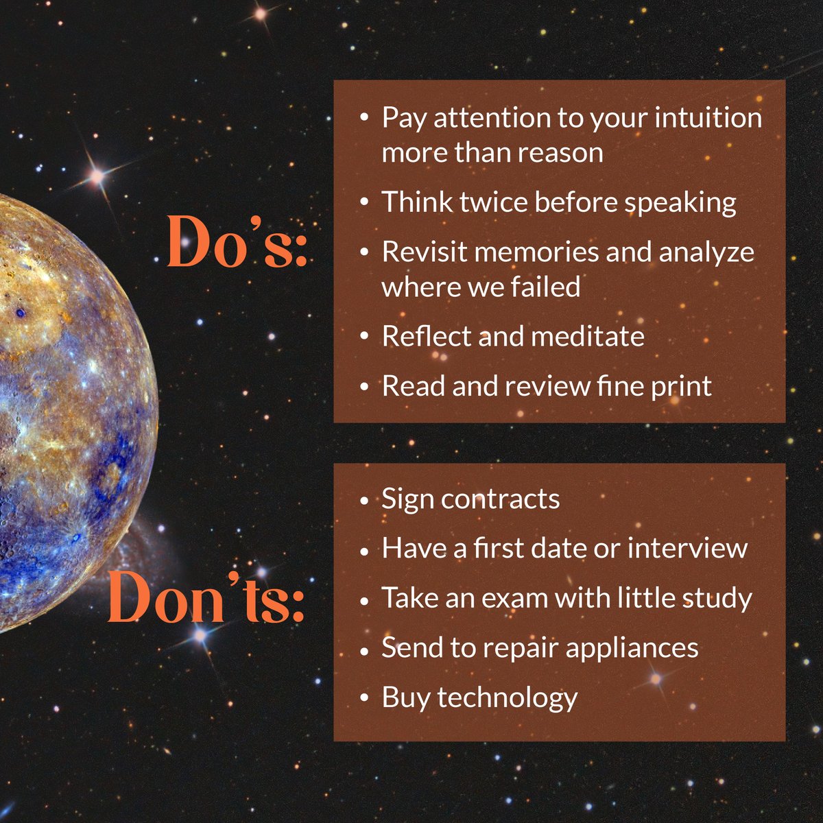 AstrolinkApp's tweet photo. Let us know if you've felt the Retrograde pressure!  
#mercuryretrograde #astrology #retrograde #mercury #zodiac #astrologyposts #intuition #meditation #reflection #dosanddonts #tipsandtricks #zodiacsigns #horoscope #mindfulness https://t.co/ESoTtZCbx6