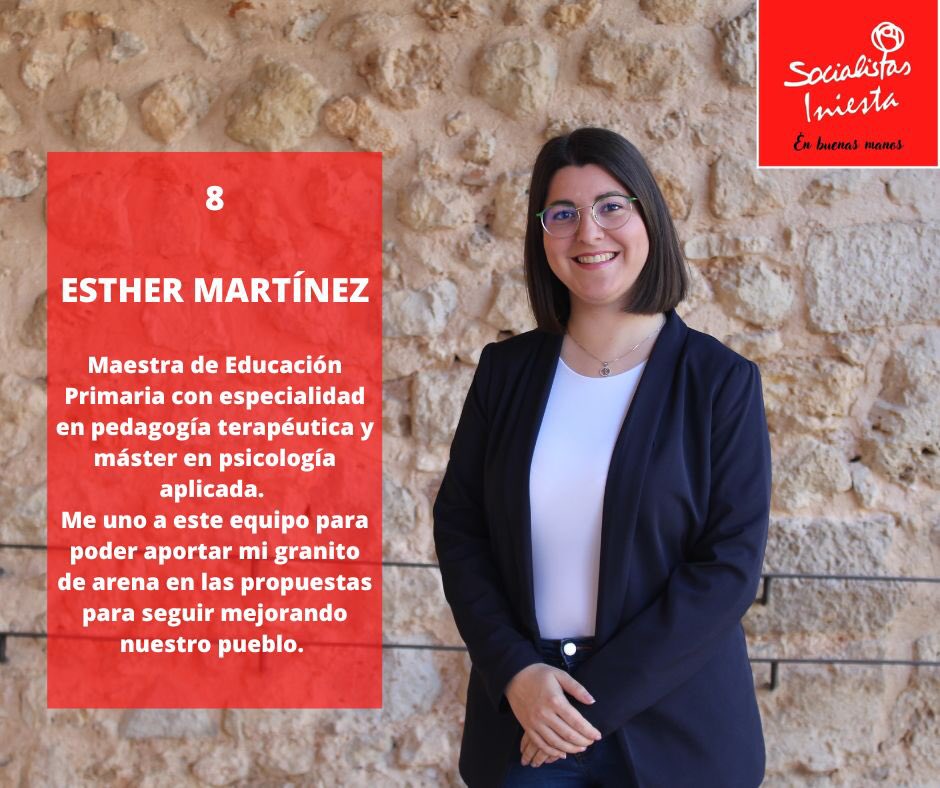 IniestaPsoe's tweet photo. 𝐂𝐎𝐍𝐎𝐂𝐄 𝐍𝐔𝐄𝐒𝐓𝐑𝐀 𝐋𝐈𝐒𝐓𝐀

8

👉🏻 Esther Martínez Risueño

Esther es maestra de Educación Primaria con especialidad en pedagogía terapéutica y máster en Psicología aplicada. 

Bienvenida, Esther. ☺️¡Y gracias!

#psoe #Iniesta #enbuenasmanos #psoeiniesta https://t.co/c1vfyHoxOY
