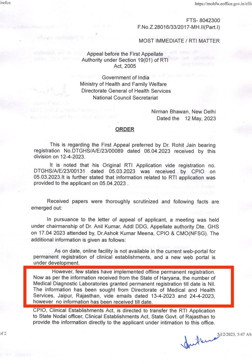Dr. ROHIT JAIN (@funkyaarjay) on Twitter photo Not even a single Pathology Laboratory is "permanently registered in haryana in gross violation of section 11 of clinical establishment Act 2010. <a href="/aniljauhri/">Anil Jauhri (ex-CEO, NABCB)</a> <a href="/DRJSSURI/">Dr J S Suri</a> <a href="/cmohry/">CMO Haryana</a> <a href="/DrAnilHandoo/">Dr Anil Handoo</a> <a href="/Indian__doctor/">Indian Doctor🇮🇳</a> <a href="/ramavenu/">Rama Venugopal</a> <a href="/IMAIndiaOrg/">Indian Medical Association</a> <a href="/medicaldialogs/">Medical Dialogues</a> <a href="/ETHealthWorld/">ETHealthWorld</a> <a href="/anilvijminister/">Anil Vij Minister Haryana, India</a> Not even a single Pathology Laboratory is "permanently registered in haryana in gross violation of section 11 of clinical establishment Act 2010. <a href="/aniljauhri/">Anil Jauhri (ex-CEO, NABCB)</a> <a href="/DRJSSURI/">Dr J S Suri</a> <a href="/cmohry/">CMO Haryana</a> <a href="/DrAnilHandoo/">Dr Anil Handoo</a> <a href="/Indian__doctor/">Indian Doctor🇮🇳</a> <a href="/ramavenu/">Rama Venugopal</a> <a href="/IMAIndiaOrg/">Indian Medical Association</a> <a href="/medicaldialogs/">Medical Dialogues</a> <a href="/ETHealthWorld/">ETHealthWorld</a> <a href="/anilvijminister/">Anil Vij Minister Haryana, India</a>