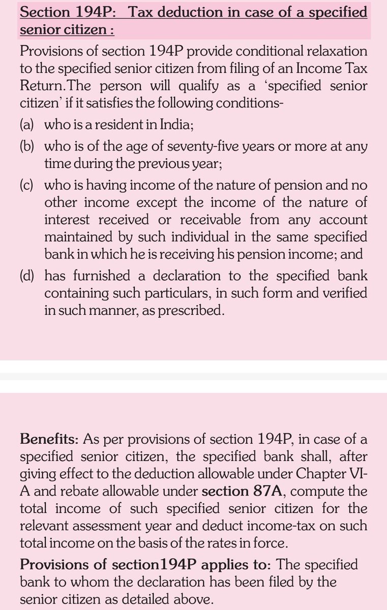 Section 194P
Tax Deduction in case of a specified senior citizen
3/5