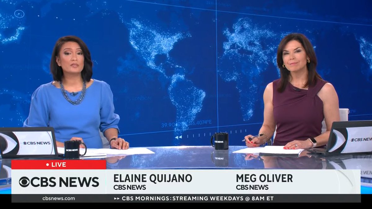 JoshuaX1993's tweet photo. The news continues this afternoon live on @CBSNews Streaming, @Elaine_Quijano & @megoliver co-anchoring on this #HappyFriday🎉🙌☺️ starting at 12pm ET from Studio 57 in New York with all the day's top stories. #CBSNewsStreaming @CBSNLive #CBSNews #AlwaysOn https://t.co/ba6nZ5tsWQ https://t.co/quwWW4nId1