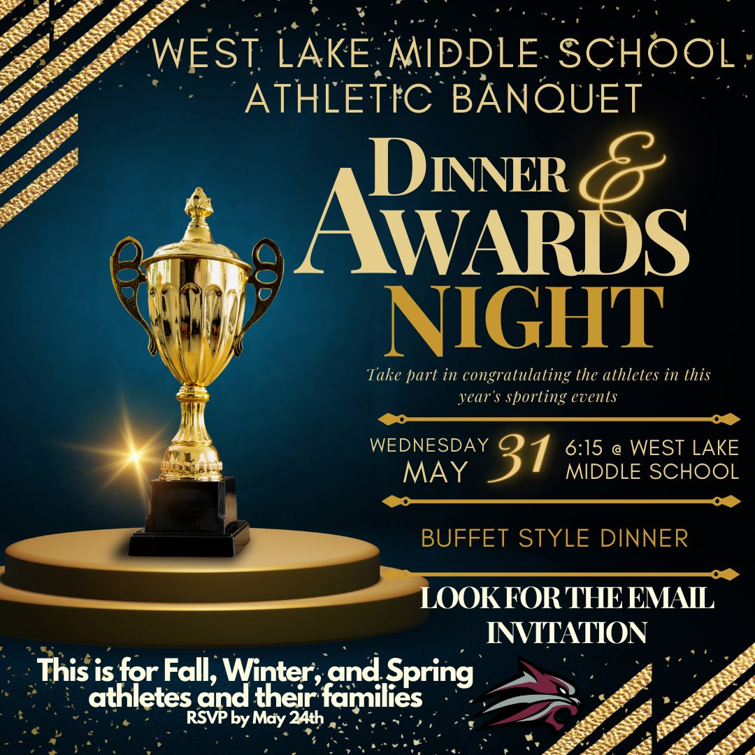 An email invitation has been sent to all Athletic parents. Please RSVP by May 24th.