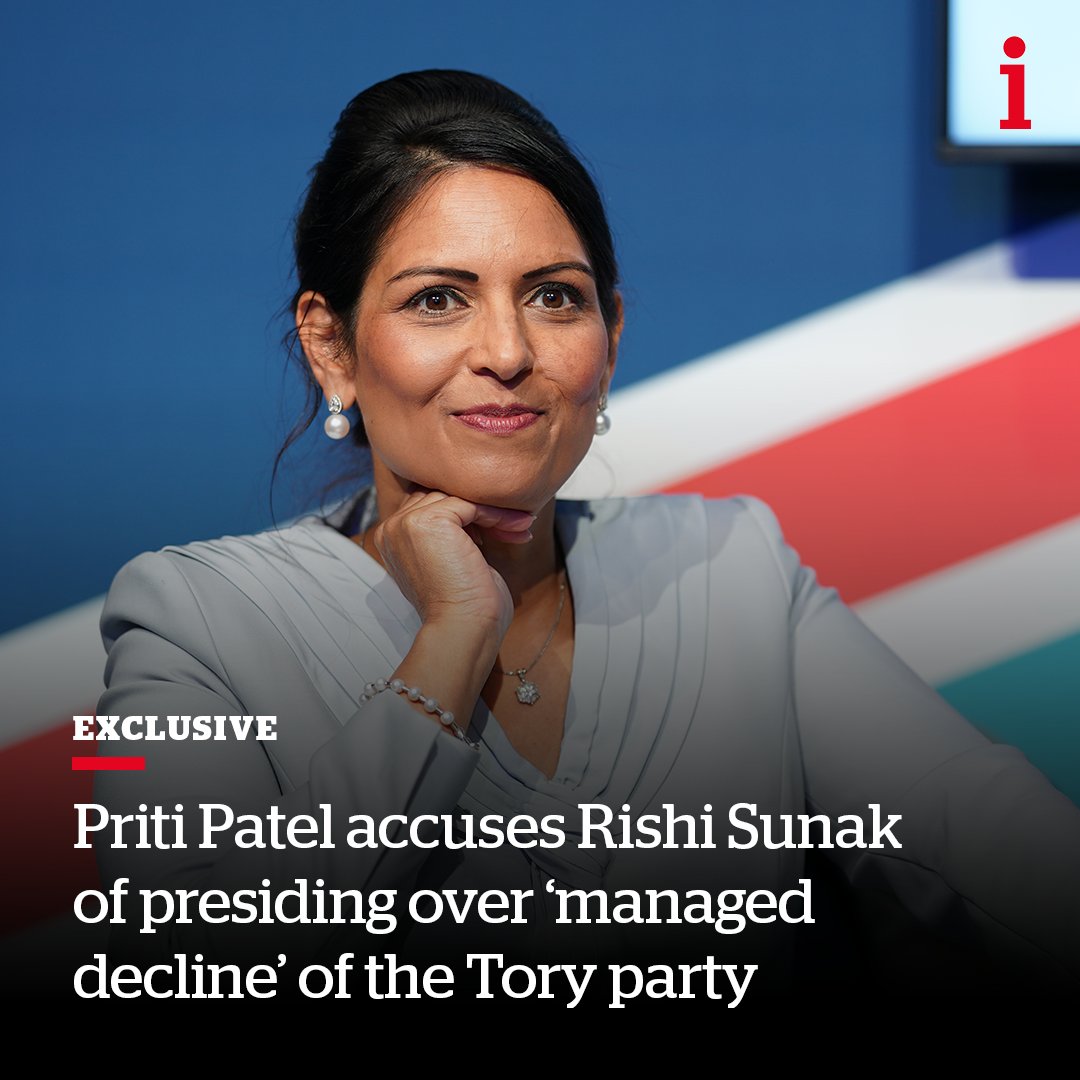 Priti Patel has accused Rishi Sunak of presiding over the 'managed decline' of the Tory party

🔴 Exclusive from @singharj and @janemerrick23:

inews.co.uk/news/politics/…