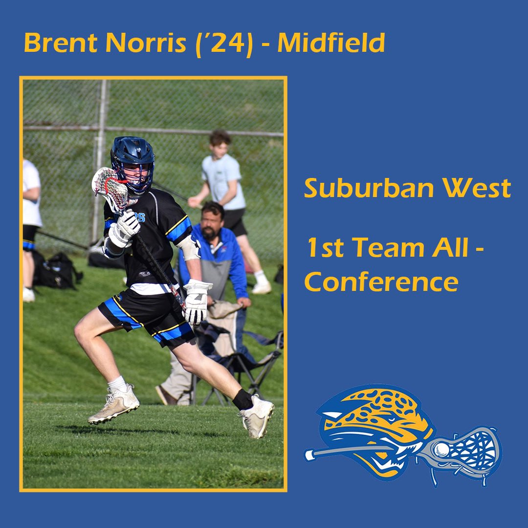 🚨All -Conference Alert🚨 : 

Suburban West 1st Team 
Brent Norris (‘24) - Midfield 

#SubWest #GoJags 

<a href="/JaguarAthletics/">Seckman Athletics/Activities 🐆</a> <a href="/SeckmanHigh/">Seckman High School</a>