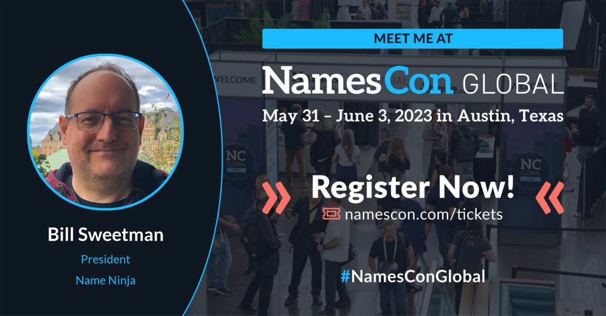 Join Name Ninja's @BillSweetman and hundreds of other domain industry pros at @NamesCon Global 2023 as he leads a panel titled 'Inside the Mind of a Buyer: The Decision-Making Process Revealed' on Friday, June 2. namescon.com #NamesConGlobal #digitalmarketing