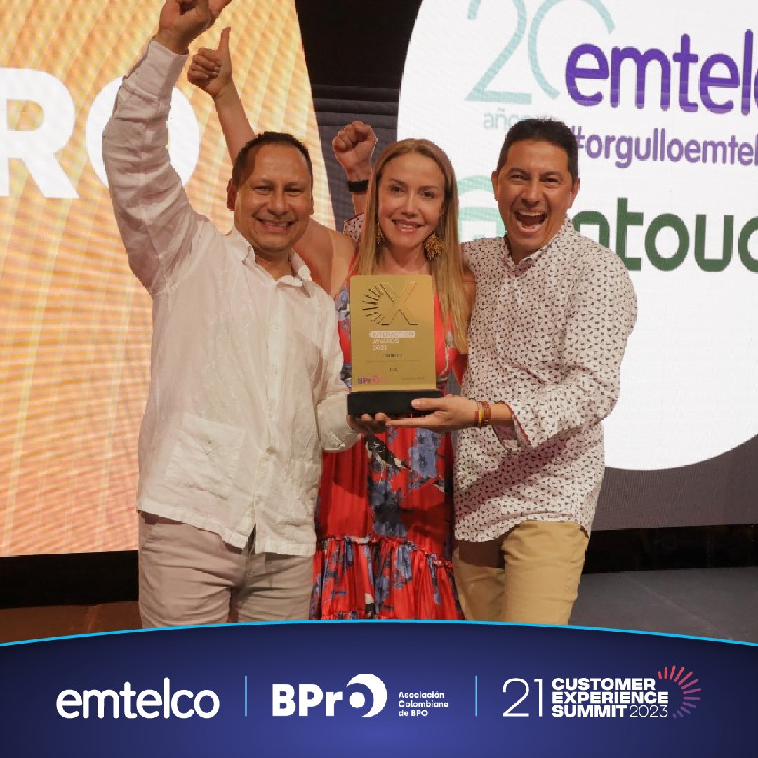 emtelco's tweet photo. #Orgulloemtelco|🎉¡La felicidad nos desborda!🎉
En #emtelco estamos emocionados y agradecidos con @BPrO_org por haber sido galardonados con 7 premios en los #CXInteractionAwards2023.🏅
#Somosemtelco #emtelco #Experiencias #Únicas #Inolvidables #ExperienceHub #Premios #Cx https://t.co/XQygL3qeCi