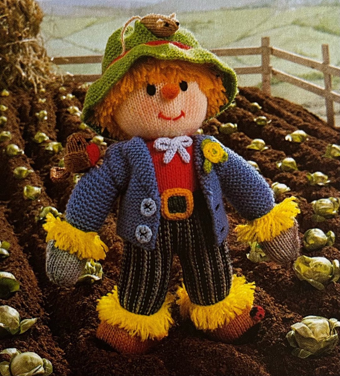Vintage Knitted Toy Scarecrow Pattern #knittedscarecrow #MHHSBD #yourbizhour #vintageknits #magic #sewing #scarecrow #ladybird #robin #mouse #knittedtoy #knitteddoll #knits etsy.me/3W2ifX9