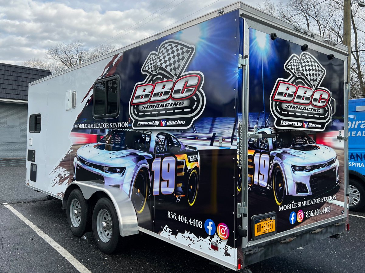 designerwraps's tweet photo. Fresh Design & Wrap for #BBCSimRacing #iRacing Trailer. #designewraps #yourbrandrealized #trailerwrap #wrapdesign #brandedvehicle #brandedtrailer #trailerwraps #simracing #mobilesimulator #racing #vehiclewraps #partialwrap #teamdw https://t.co/F6WT3MIG4c