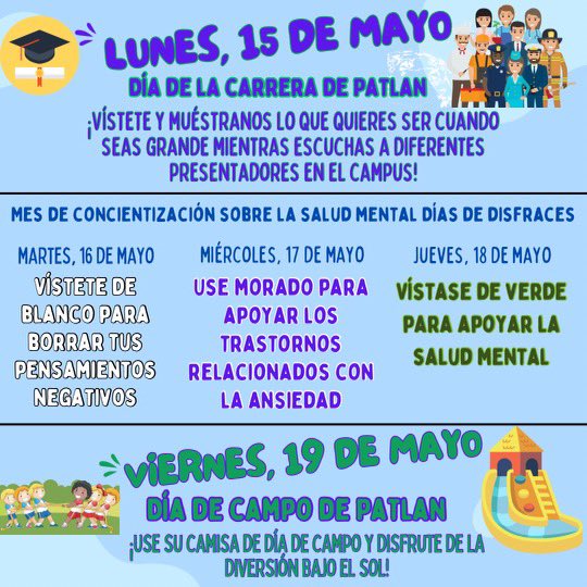 Reminders for next week!