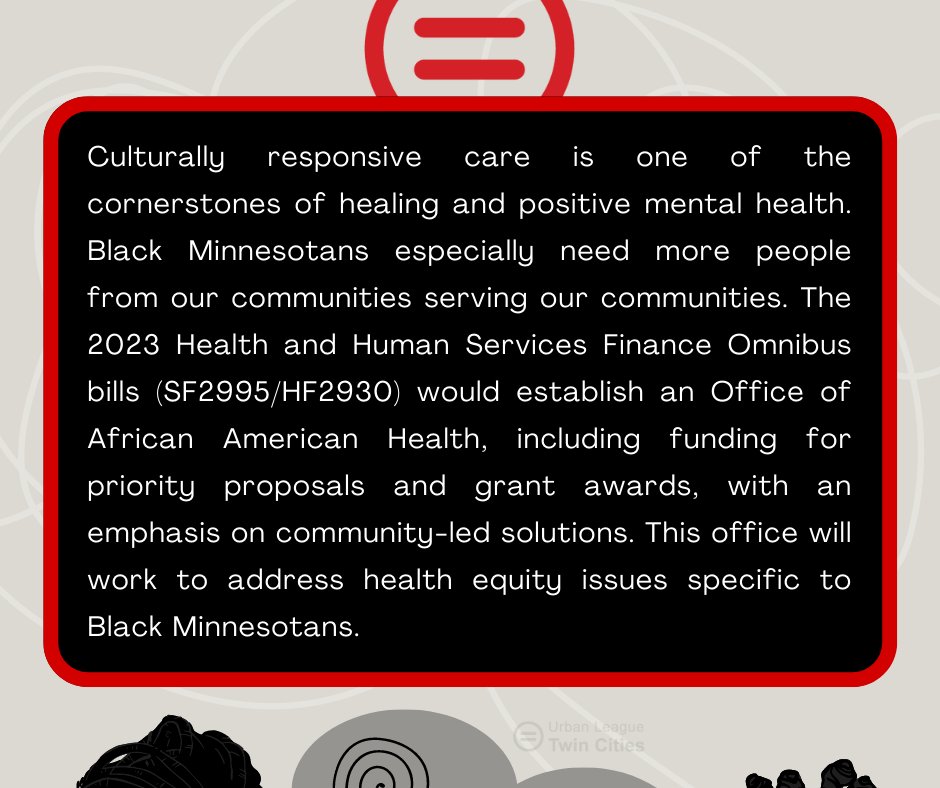 CSJatULTC's tweet image. #FridayFacts

May is #MentalHealthAwarenessMonth so let&apos;s talk about it.

Need help? Find resource links here: lnk.bio/ultc_mn

Insights by @CSJatULTC. Data by @MinnesotaDHS &amp;amp; #MNLeg.

#ULTC #UrbanLeagueTwinCities #BlackInMH #Therapy #BlackTherapist #MentalHealth