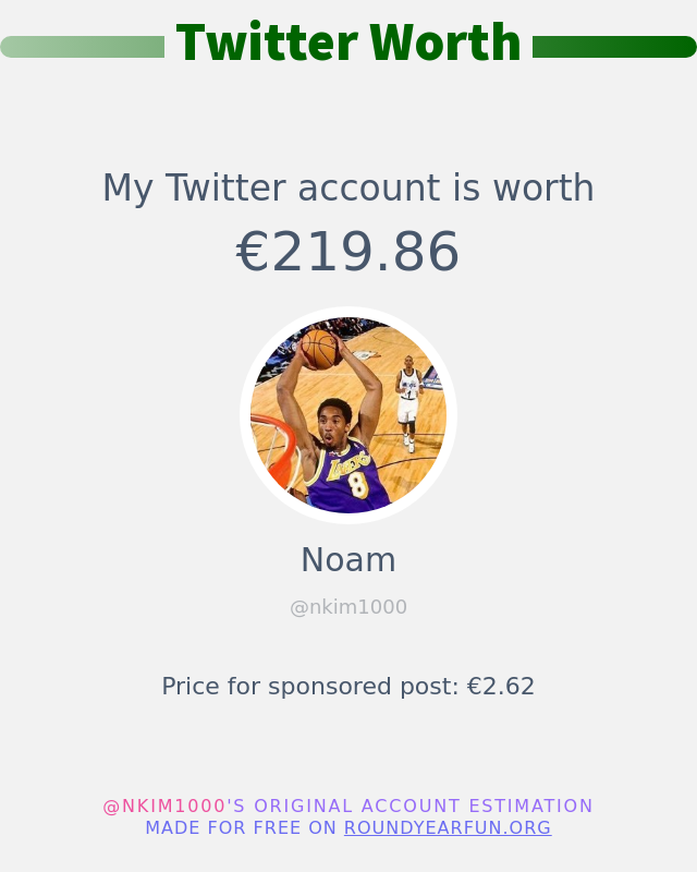 Mein Twitter-Wert ist: €219.86

➡️ funroundy.click/twitterworth?l…