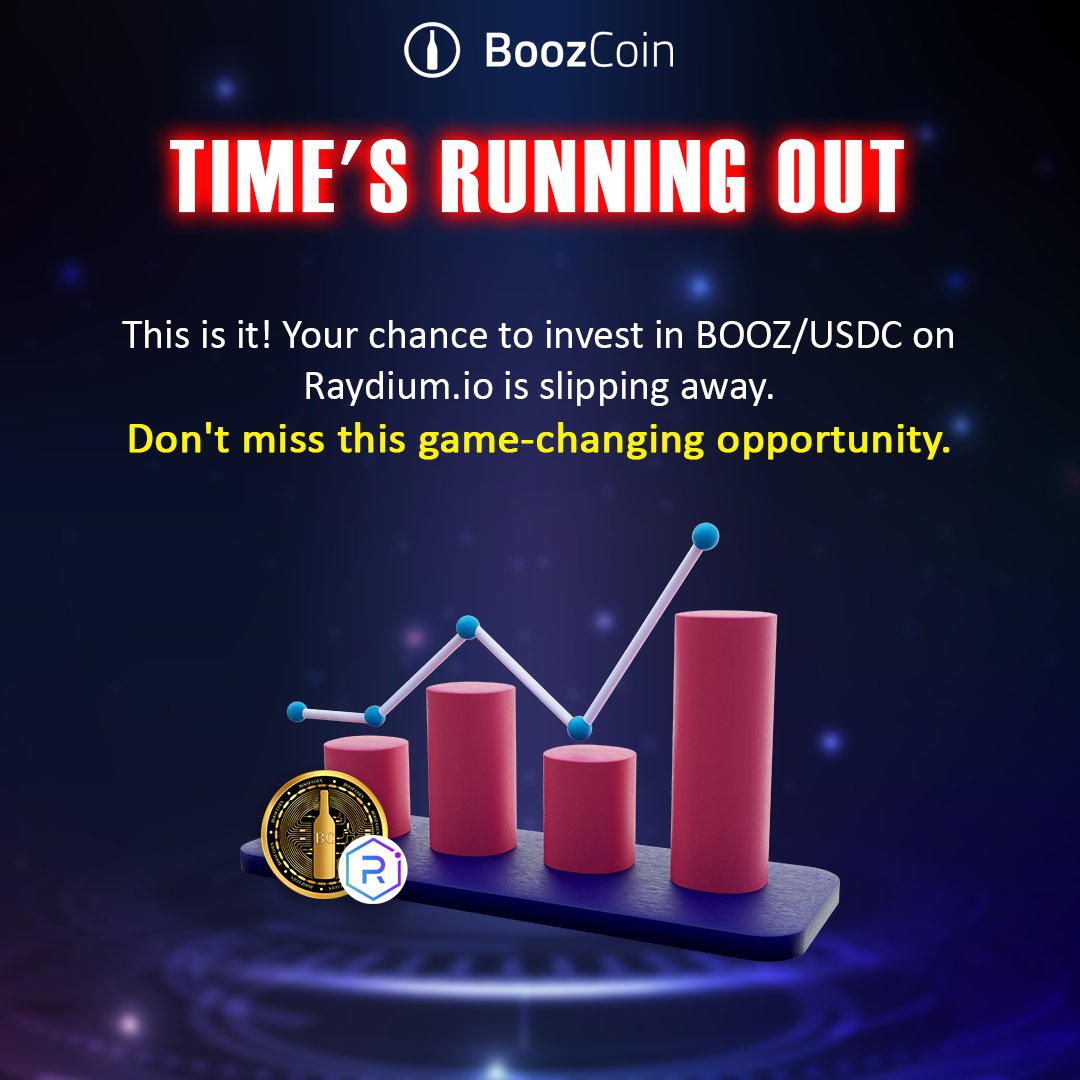 boooz_coin's tweet photo. β° Tick Tock! BOOZ/USDC Won't Wait Forever! β οΈ
This is it! Your chance to invest in BOOZ/USDC on https://t.co/GX2JjOHhb6 is slipping away. Don't miss this game-changing opportunity.
Time's running out. Act NOW or regret later. β³
.
.
.
#BoozCoin #BoozeCoin #cryptocurrency https://t.co/dVkxbbya9T