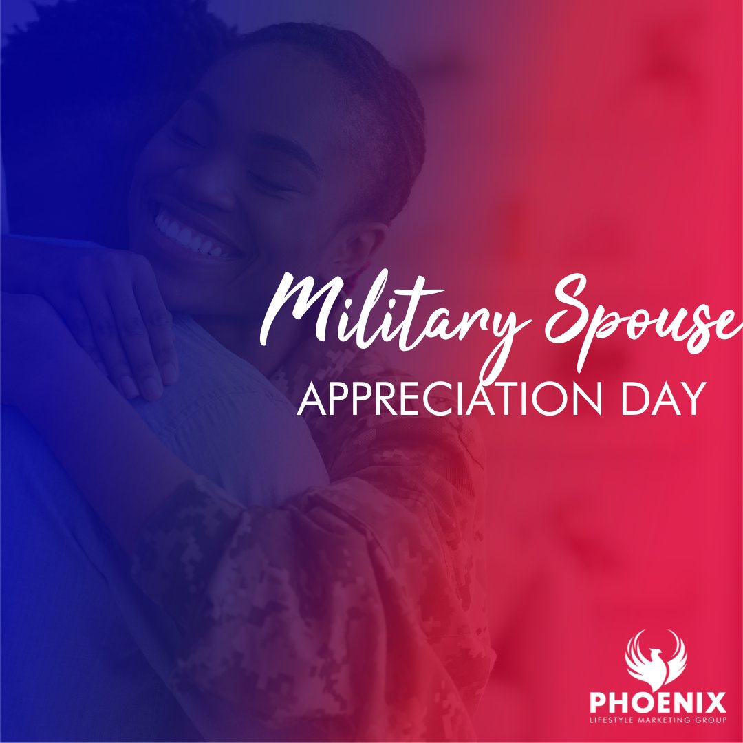 PhoenixLMG's tweet photo. Today is Military Spouse Appreciation Day! Join us and our client partners @USAA in celebrating spouses of all our service members. The Phoenix is home to several veterans and their spouses never miss a beat. We stand tall and proud and support all they do to keep us marching! https://t.co/XDyElbq1Ur