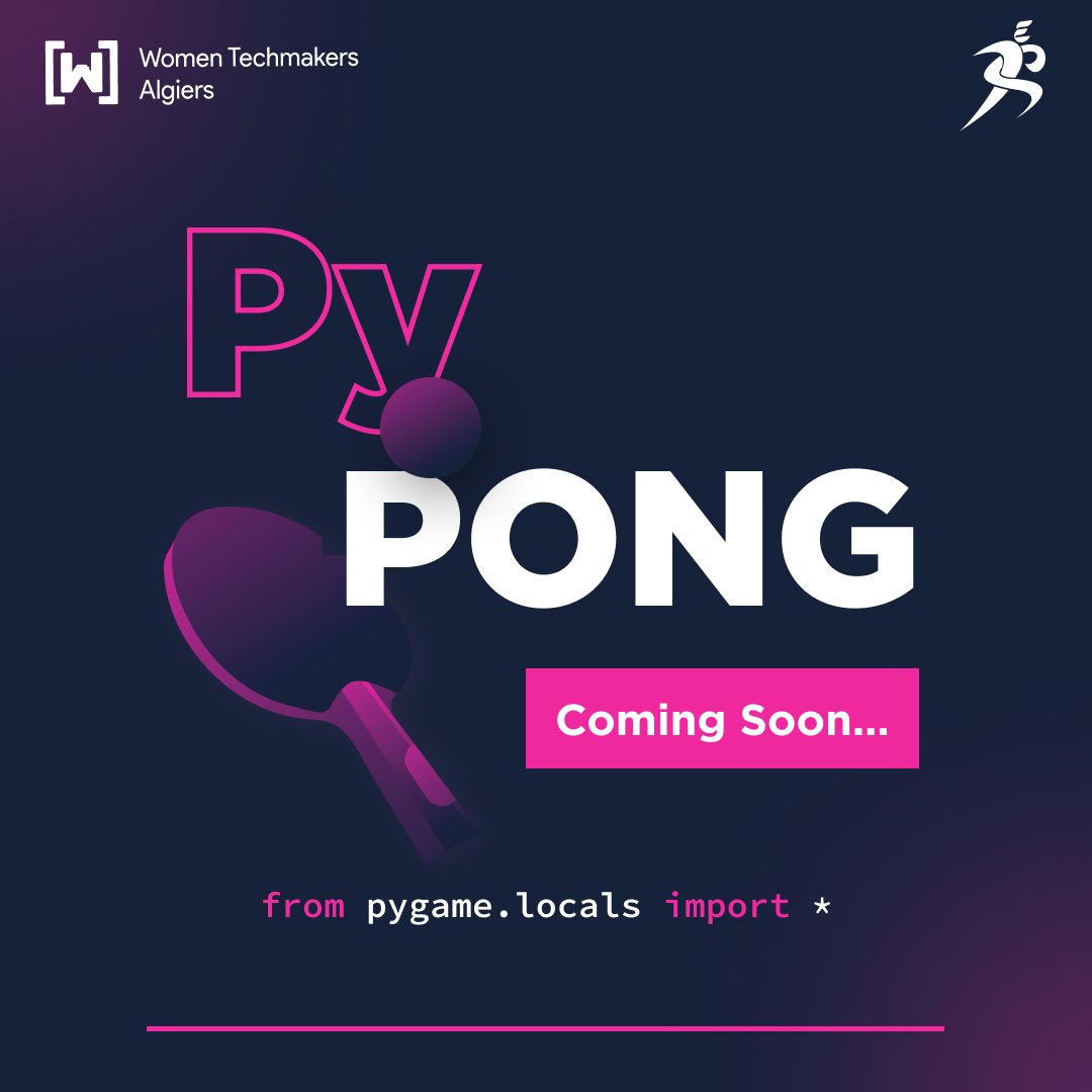 AlgiersWTM's tweet photo. Python and ping pong?
 what a weird combination 

WTM Algiers and Sports and Entertainment Club have brought to you a new event, an opportunity to learn and have fun exclusively for girls.

Stay tuned for more!

#WTM #WTMAlgiers #SEC #Sports #PingPong #python https://t.co/rCYDJkaldo
