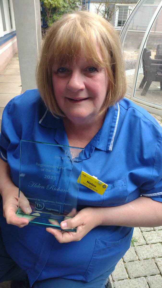 Happy Nurses day! So proud of Helen a senior staff nurse on Children’s ward for winning nurse of the year very well deserved! <a href="/IOWNHS/">Isle of Wight NHS Trust</a> <a href="/iow_plannedcare/">IOW NHS Acute Planned Care</a> <a href="/TeamIOWNHS/">IOWTeamNHS</a> <a href="/hepworth_becky/">Becky Hepworth RN 💙</a> <a href="/JulietPearce4/">Juliet Pearce</a>