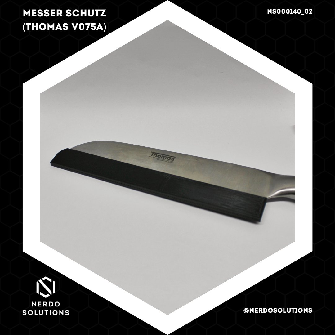 Messer, die ungeschützt und mit offener Klinge in der Küchenschublade liegen sind eine Gefahrenquelle. Nicht nur, dass man sich daran schnell verletzen kann, sie nutzen sich auch rasant ab.
Eine Kundin brauchte dringend welche &amp; ist nun gut geschützt.

#NerdoSolution #3DPrinting