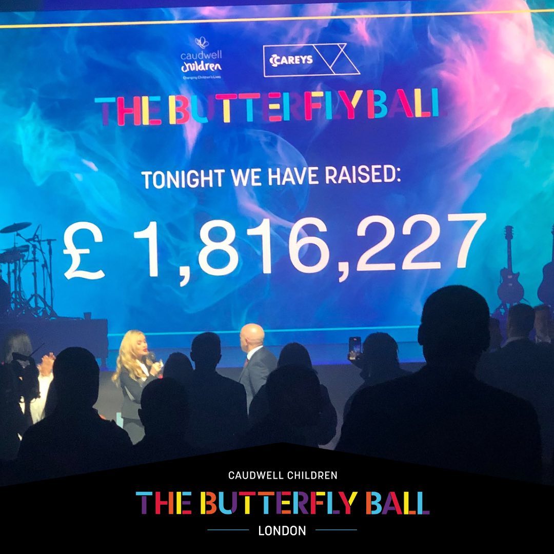 🦋 WHAT A RESULT!!! 🦋 At last night’s #ButterflyBall, we raised more than £1.8m for @caudwellkids’ work to change the lives of disabled children and children with autism. This will make such a difference. Thank you to everyone who attended and gave so generously. 🙏 #charity