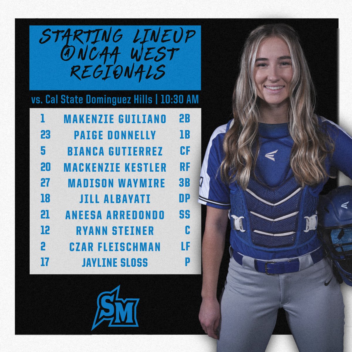We are 15 minutes from the first pitch of our game against CSUDH in the <a href="/NCAADII/">NCAA Division II</a> West Regional! 
#BleedBlue 
📺 (FREE) CCAANetwork.com/CSUSM 
📊 sonomaseawolves.com/sidearmstats/s…