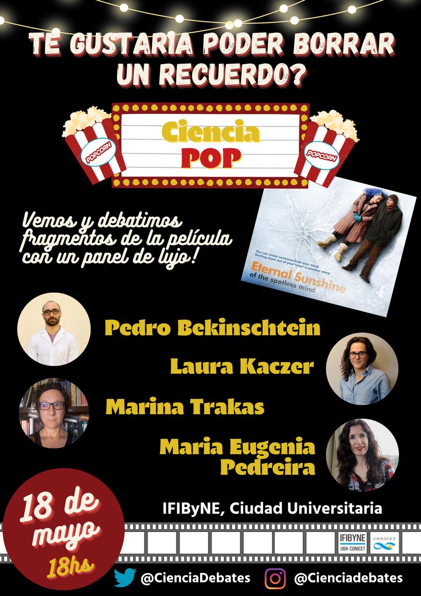 CienciaDebates's tweet photo. Próximo Jueves 18/05 a las 18hs en el @ifibyne, se viene una noche de cine debate. Nosotres ponemos los pochoclos! 🍿 Nos acompañan @pedrobek @KaczerLaura @MarinaTrakas @PedreiraEugenia para charlar sobre edición de las memorias. Te lo vas a perder?
👉🏼 https://t.co/c5ORzfdDIz 👈🏼 https://t.co/wJn0qbvdqw