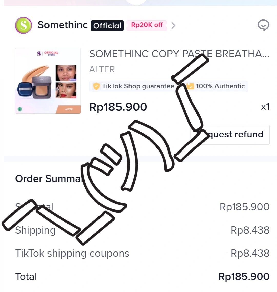 drunkbefore's tweet photo. help rt ....
wts! preloved cushion somethinc copy paste.
shade: N03 Alter 
baru sekali swatch 
expired: 16-03-2026
minat??? dm aja 

dijual karena salah shade 😿😿
#preloved #wts #somethinc #makeup #skincare https://t.co/8qT08uaUUL