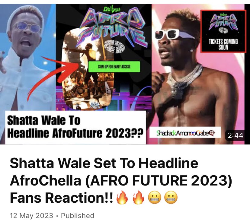 Shatta Wale Set To Headline AfroChella (AFRO FUTURE 2023) Fans Reaction!!🔥🔥😬😬

VIDEO: youtu.be/lZUs-gPXBUo