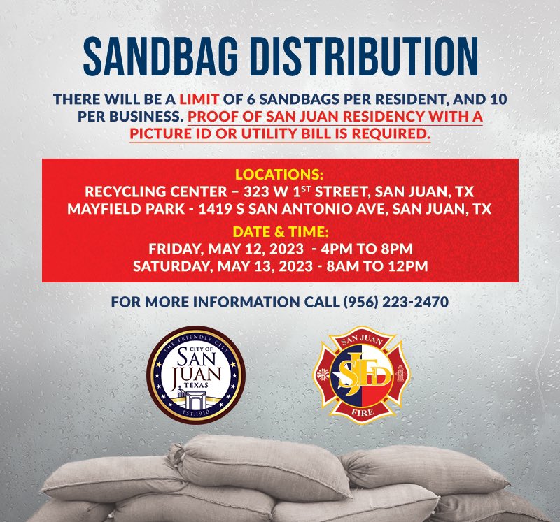In preparation for the predicted inclement weather this weekend, please see the following sandbag distribution sites available in our tri-city community.

Know of another site? Share it in the comments.