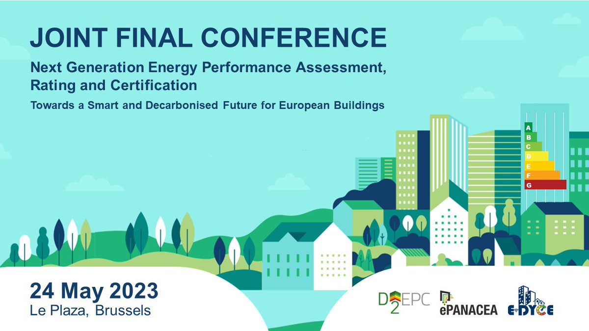 📢 Book your💺for the final conference of
<a href="/D2Epc/">D2EPC</a>, <a href="/E_DYCE_EU/">E-DYCE</a> and <a href="/H2020ePANACEA/">H2020 ePANACEA project</a>
🗓️ May 24th, 10.00-16.30 CEST, Brussels, to discuss #EPCs interlinked with #AI, #platforms, #data and the #BIM-based digital twin concept!
ec.europa.eu/eusurvey/runne…
#energyperformance #energyefficiency