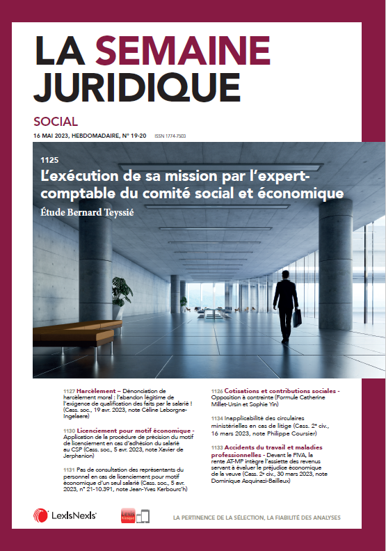JCP_Social's tweet image. À la une du JCP S n° 19-20 #Lexis360 #LexisKiosque (lexiskiosque.fr) une étude de Bernard Teyssié : "L’exécution de sa mission par l’expert-comptable du comité social et économique" 

Bonne lecture et bon week-end !

Prochain numéro à paraître le 30 mai