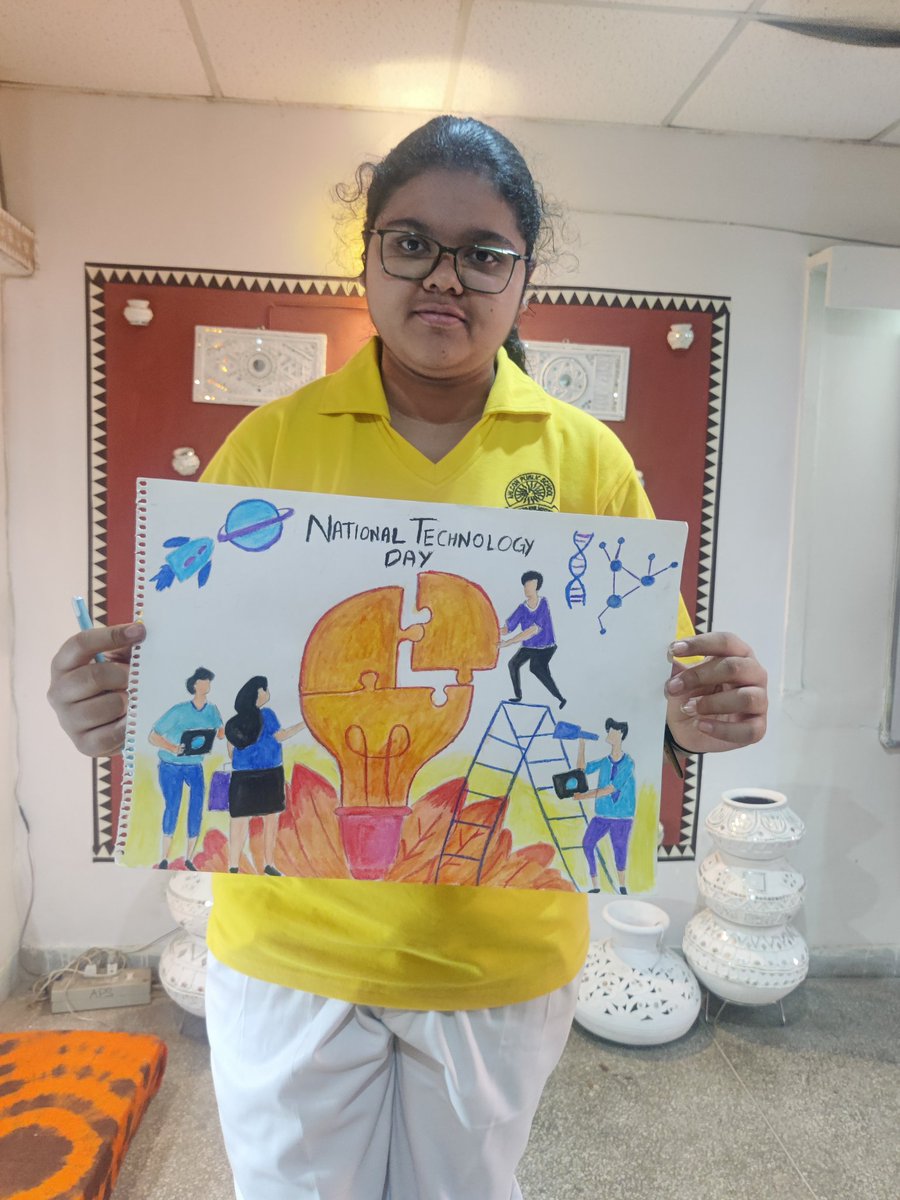 NeeruShahani's tweet photo. As part of National Technology week Ahlcon Public School celebrated the "National Technology Day" by organising poster making .Young creative minds came up with vibrant  posters, depicting  the theme "School to startup-igniting young minds to innovate" @Ahlconpublic1 @MamthaSays https://t.co/HmMka52kF2