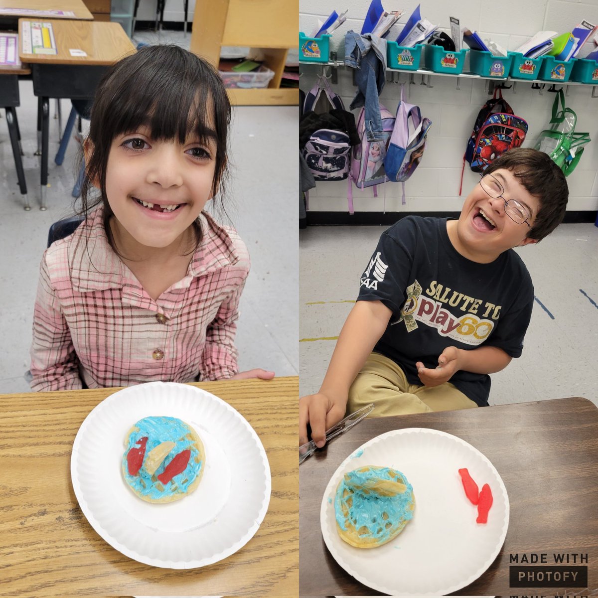 MissScott31's tweet photo. We made sharks swimming in water in cooking today π¦ #RESGrowingSuccess #ElevateStafford @RockhillES https://t.co/6QlRQTu8d4