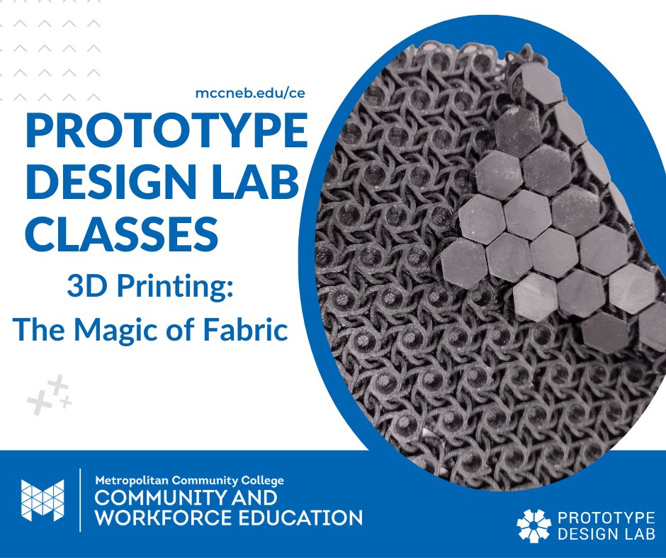 mccnebce's tweet photo. Learn to use #3Dprinting for #cosplay by printing #flexible3Dpatterns! Class is 8/5, but check out all our summer #PrototypeDesignLab offerings and register here: https://t.co/nvYDwQq2f7 #OmahaMakers #OmahaDIY #ProjectBasedDIY https://t.co/OR33DhcNpN