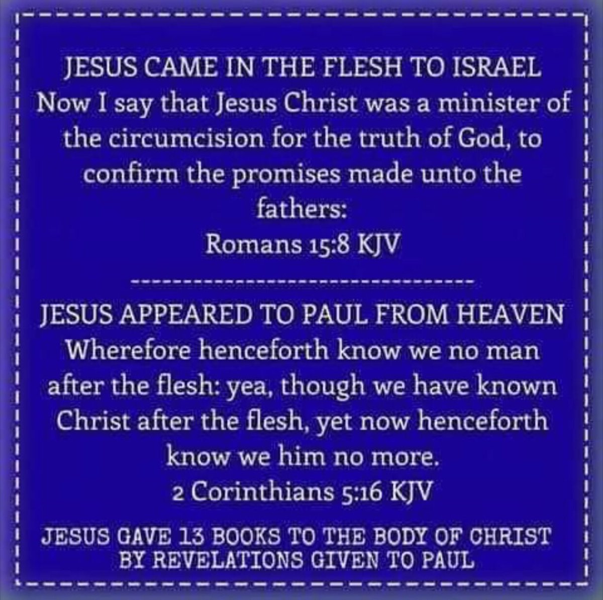 JHandley27's tweet photo. Heavenly Ministry
https://t.co/QcA37s84ND
mark and avoid: "For if he that cometh preacheth another Jesus [earthly ministry], whom we have not preached, or if ye receive another spirit, which ye have not received, or another gospel [Israel's], which ye have not accepted" 2Cor 11:4 https://t.co/vCTc6thvJh