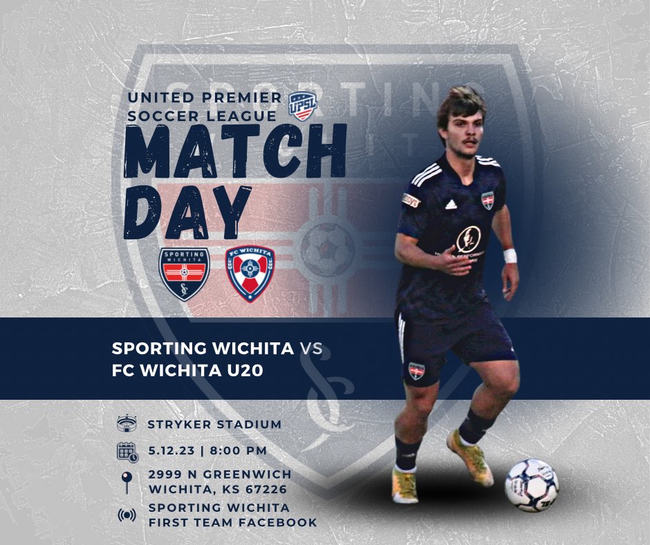 MATCH DAY!

🗓 May 12th
⚽️ Sporting Wichita vs FC Wichita U20
⏱ 8:00pm CT
🏟 Stryker Stadium

#SW1 #upsl #sportingICT

📷Andres Gigi Rodriguez
📸Taylor Vonfeldt