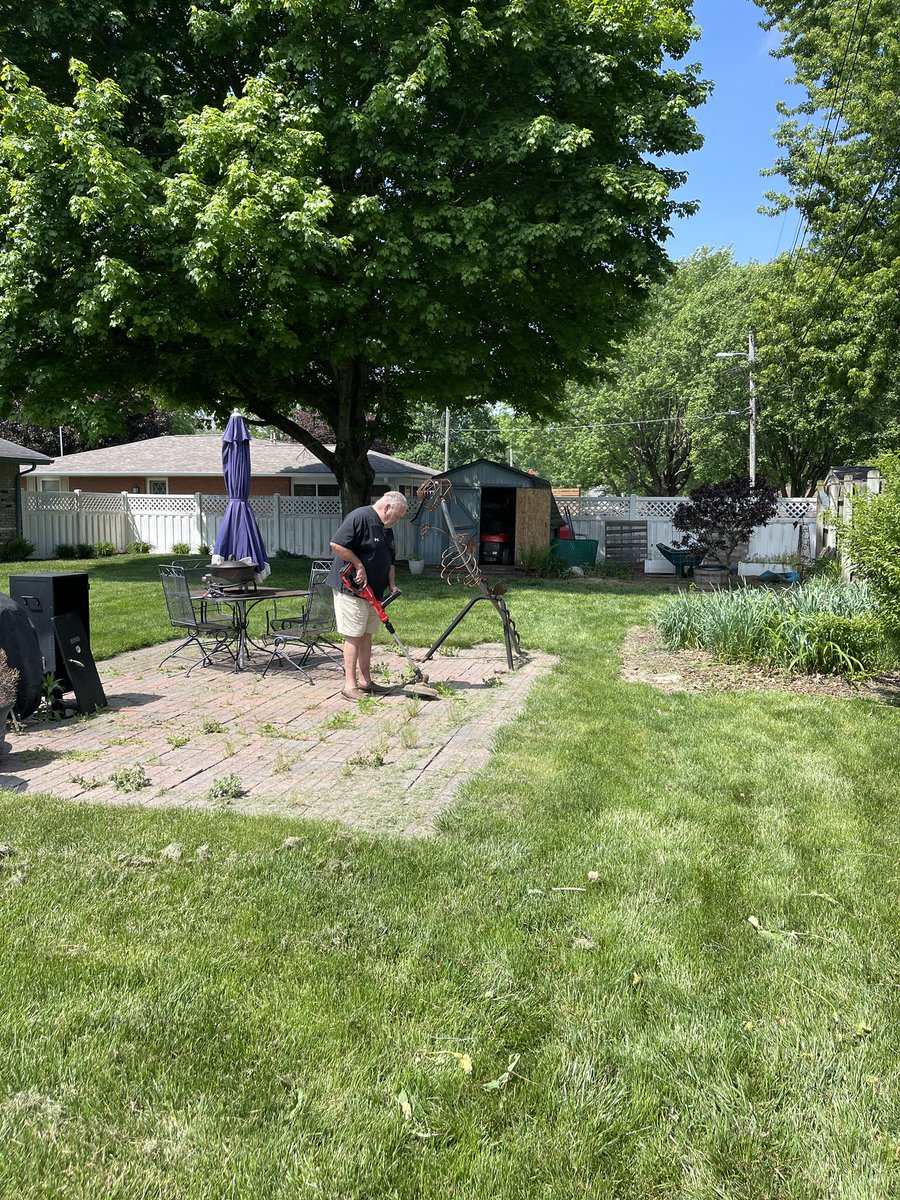 BenRisinger's tweet photo. Yard work with @RavenDoc, mom and Sadie Mae. I hated this when I was a child, now it’s zen to me. #woosaa https://t.co/pCNKk9e027
