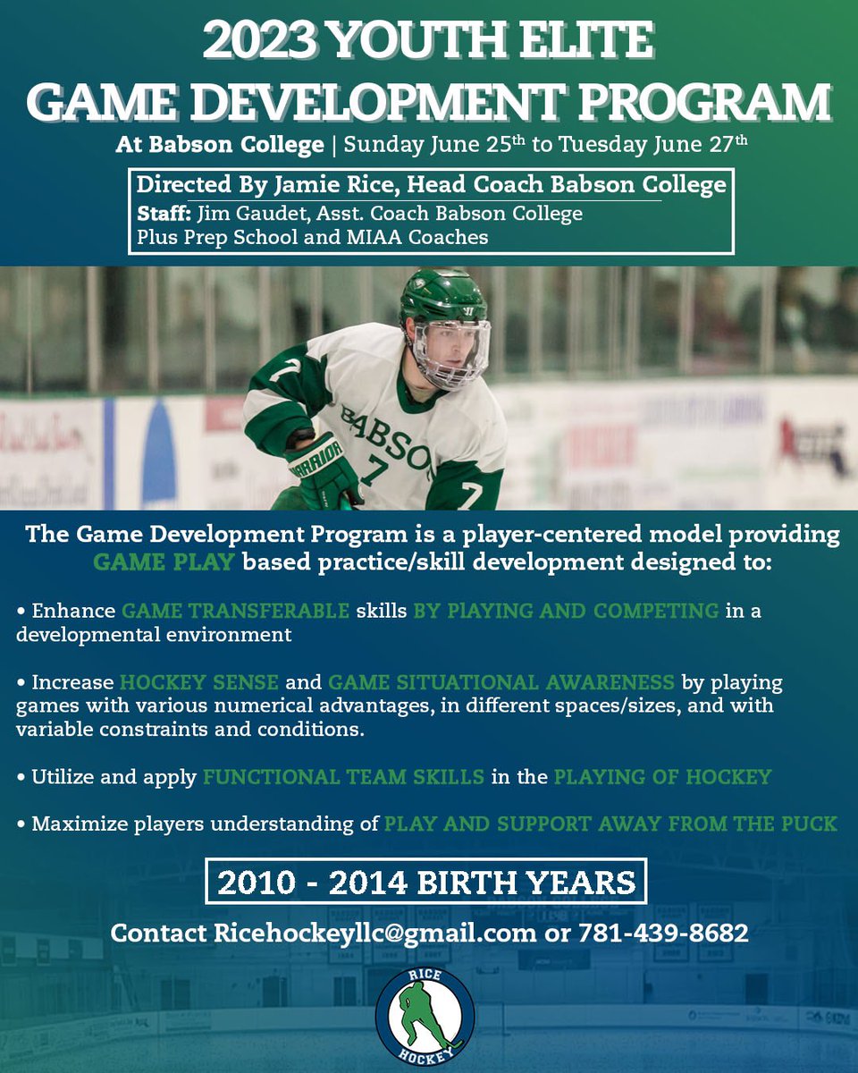 RiceHockeyLLC's tweet photo. Limited to 4 teams/60 players

Youth Elite Game Development Program https://t.co/BWj4Y0sYTf