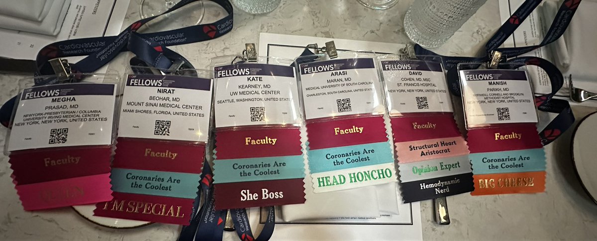 Quick trip to #CRF Fellow’s course!! Kudos to @ajaykirtane @mbmcentegart for adding this personal touch on the badges!! Such an amazing learning experience for the fellows @vKateKearney4 @cardioPCImom @BinitaShahMD @atunuguntla1 @SanjogKalra @djc795