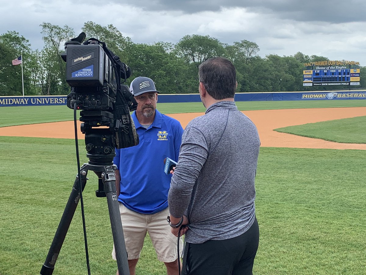 Big thanks to @brianwkyt of <a href="/wkytsports/">WKYT Sports</a> for coming to <a href="/MidwayUniv/">Midway University</a> today to do a story on <a href="/MidwayUBaseball/">Midway University Eagles Baseball</a>!

Hear from <a href="/CoachBram5/">Luther Bramblett 🧢</a>, <a href="/cameron___8/">Cameron Nichols</a>, <a href="/Ryandavis__3/">Ryan Davis</a>, &amp; <a href="/Blakekincaid27/">Blake Kincaid</a> at 5:50 pm ET on <a href="/WKYT/">WKYT</a>!