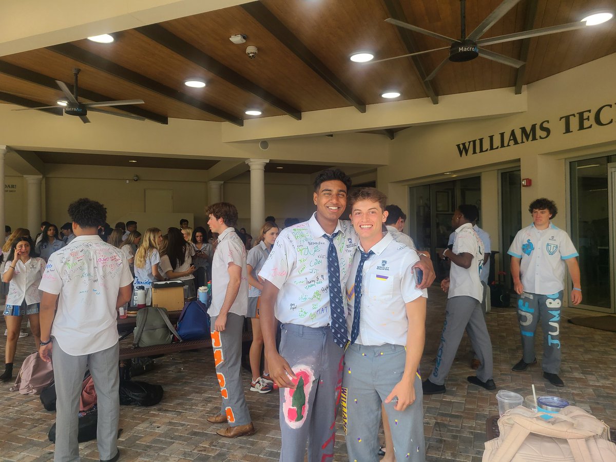 BPSgo2college's tweet photo. Last convo shenanigans, uniforms painted with college logos and bell ringing! So much fun on the last day of classes for #seniors2023 https://t.co/funYJwQeVh